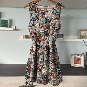 Pull & Bear Blue Floral Sleeveless A-Line Dress